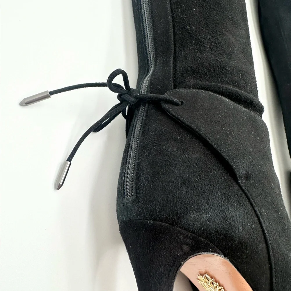 Aquazzura Giselle Over-The-Knee Boots in Black Suede